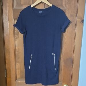 GAP Blue Sheath Mini Dress with Cuffed Sleeves